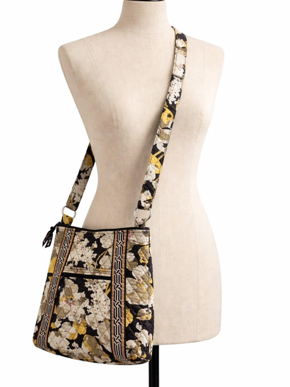 Vera Bradley Black and Yellow Floral Crossbody Bag